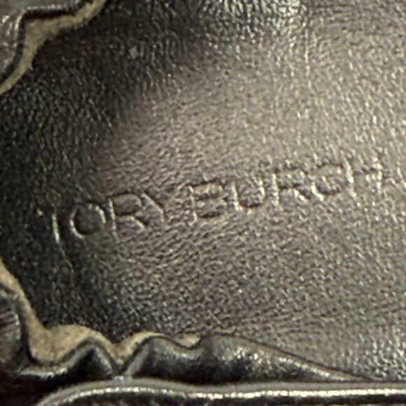 Tory Burch perfect black nappa leather Minnie Travel Ballet w/metal gold logo fl - Picture 8 of 12